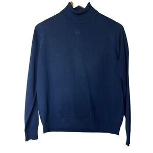 Givenchy Sweater Sz 40 US M Sport Paris New York Navy Blue Quarter Zip Mock Neck